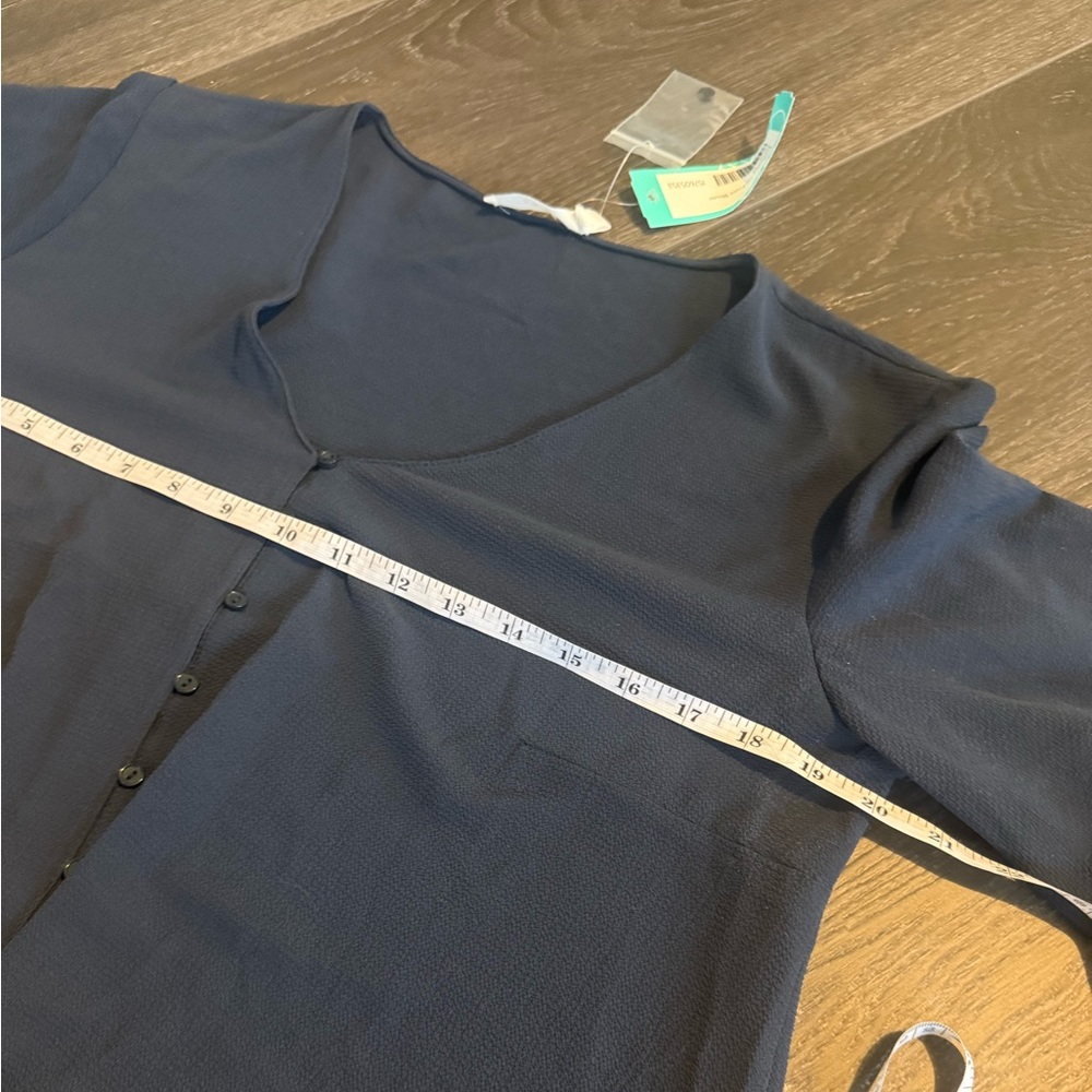 NWT LUSH x Stitchfix Krisantha Tie Front Blouse - Navy, Medium - Picture 5 of 8